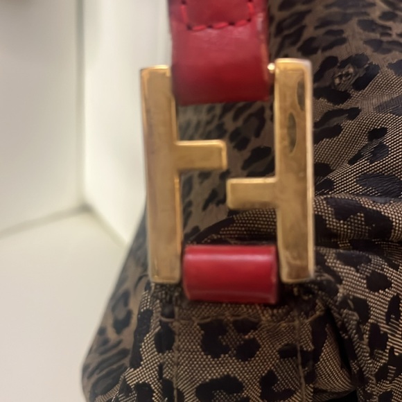 Fendi Brown Leopard Print Canvas Shoulder Bag Black - Picture 4 of 11